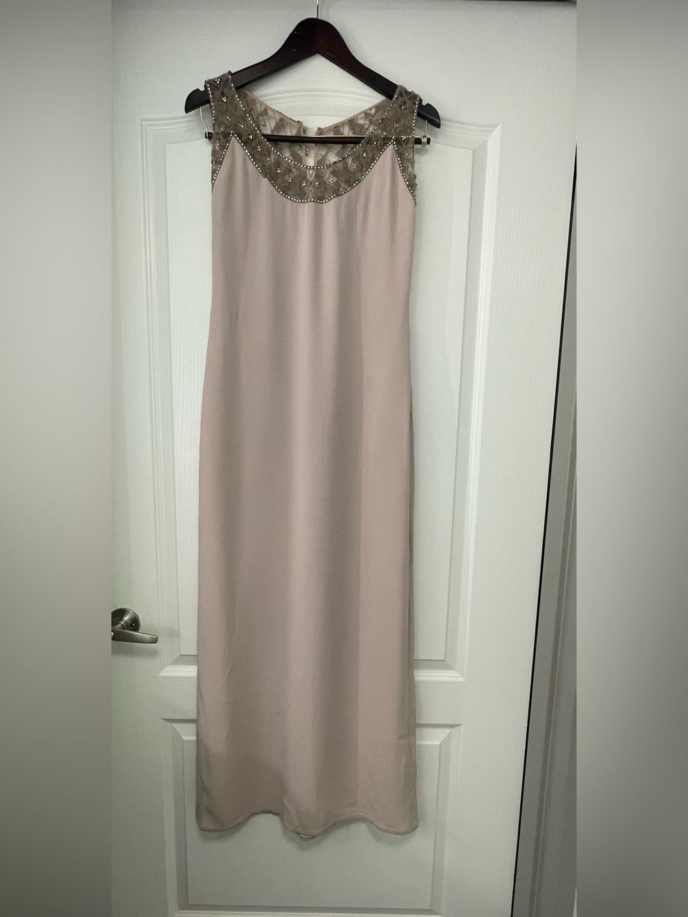 Badgley Mischka Blush Pink Dress with rhinestone Trim